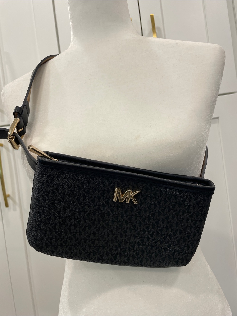 Michael Michael Kors Black/Grey Signature Logo Fanny Pack Belt Bag Size L/XL